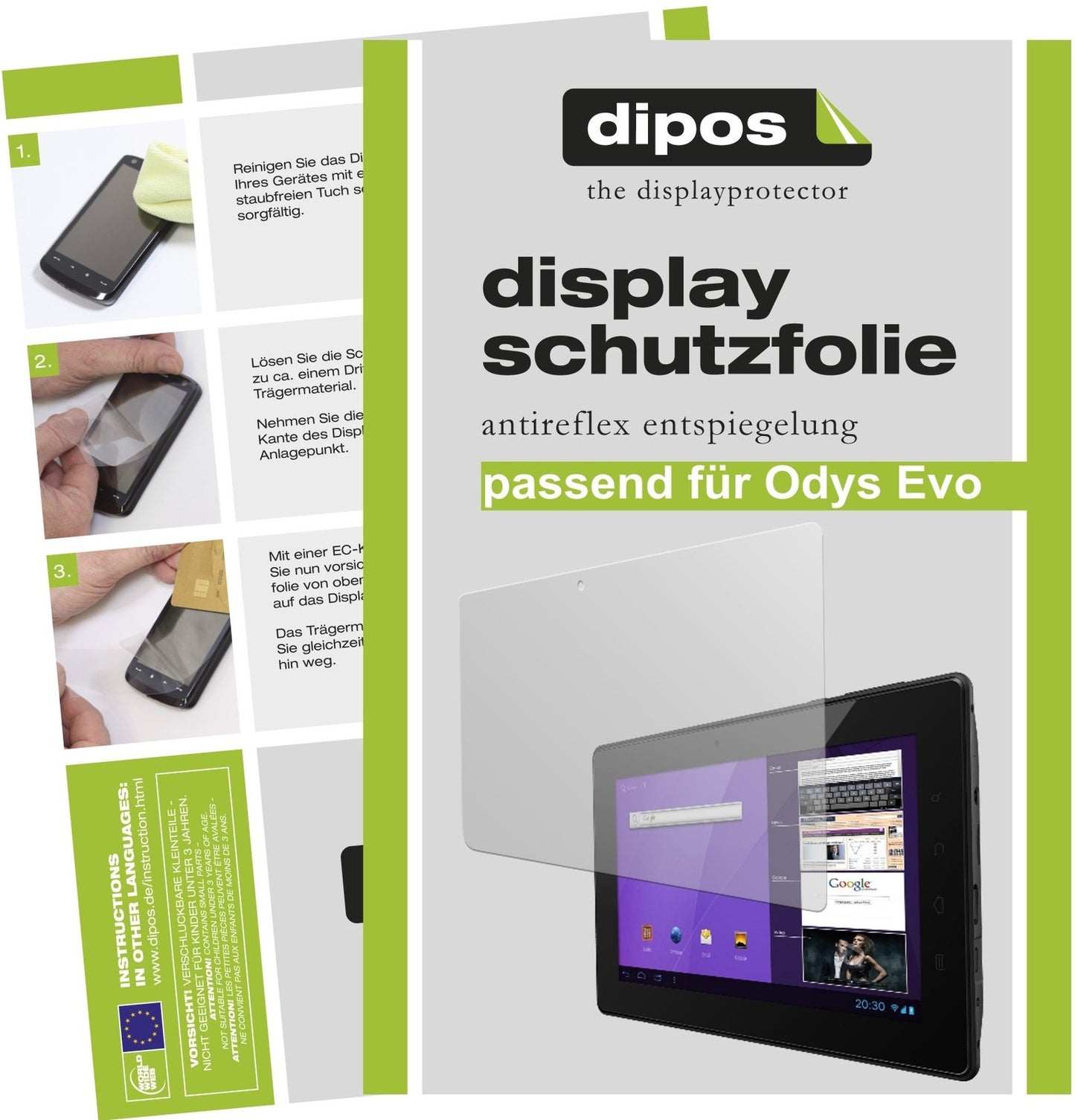 Matte Displayschutzfolie von dipos passend für Evo Odys, präziser Zuschnitt und blasenfrei montiert