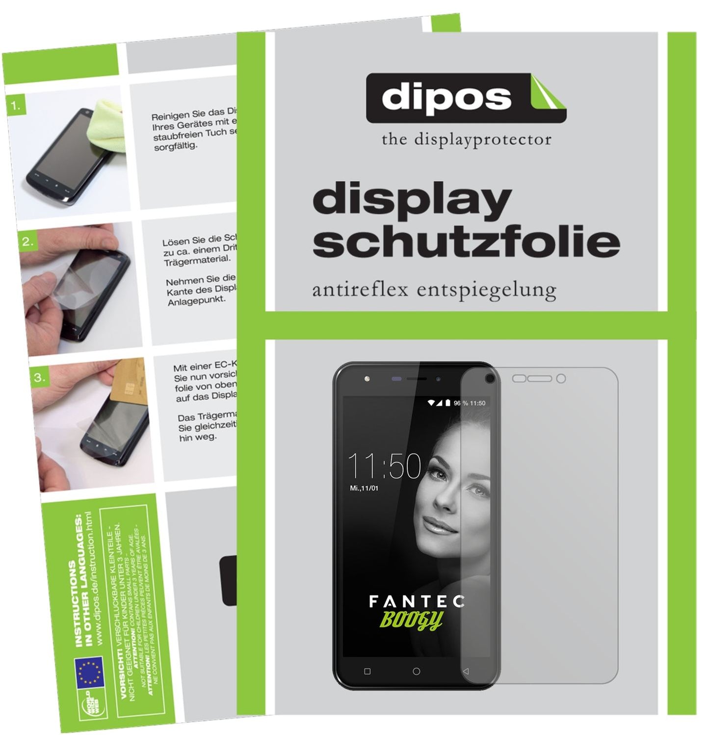 Matte Displayschutzfolie von dipos passend für Fantec Boogy, präziser Zuschnitt und blasenfrei montiert