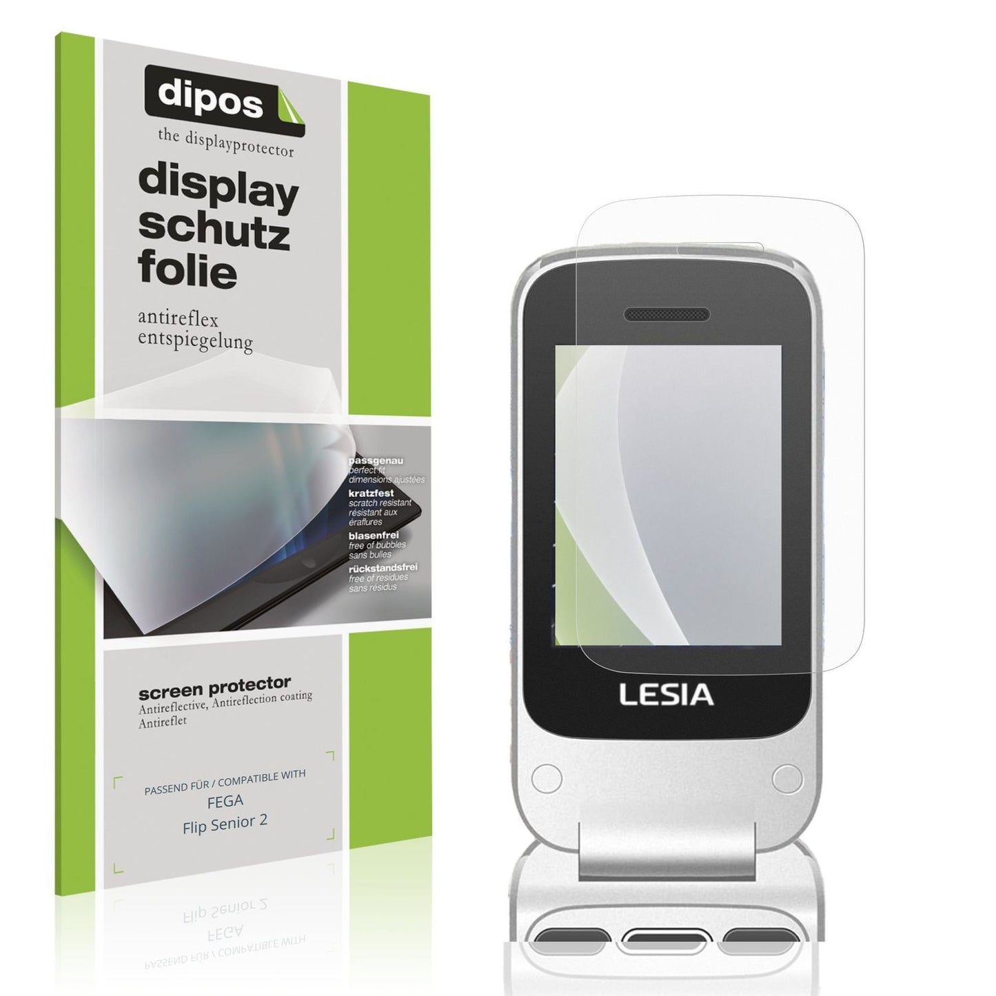 Matte Displayschutzfolie von dipos passend für FEGA Flip Senior 2, präziser Zuschnitt und blasenfrei montiert