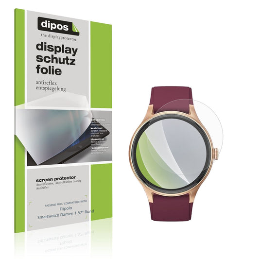 Matte Displayschutzfolie von dipos passend für Fitpolo Smartwatch Damen 1.57" Rund, präziser Zuschnitt und blasenfrei montiert