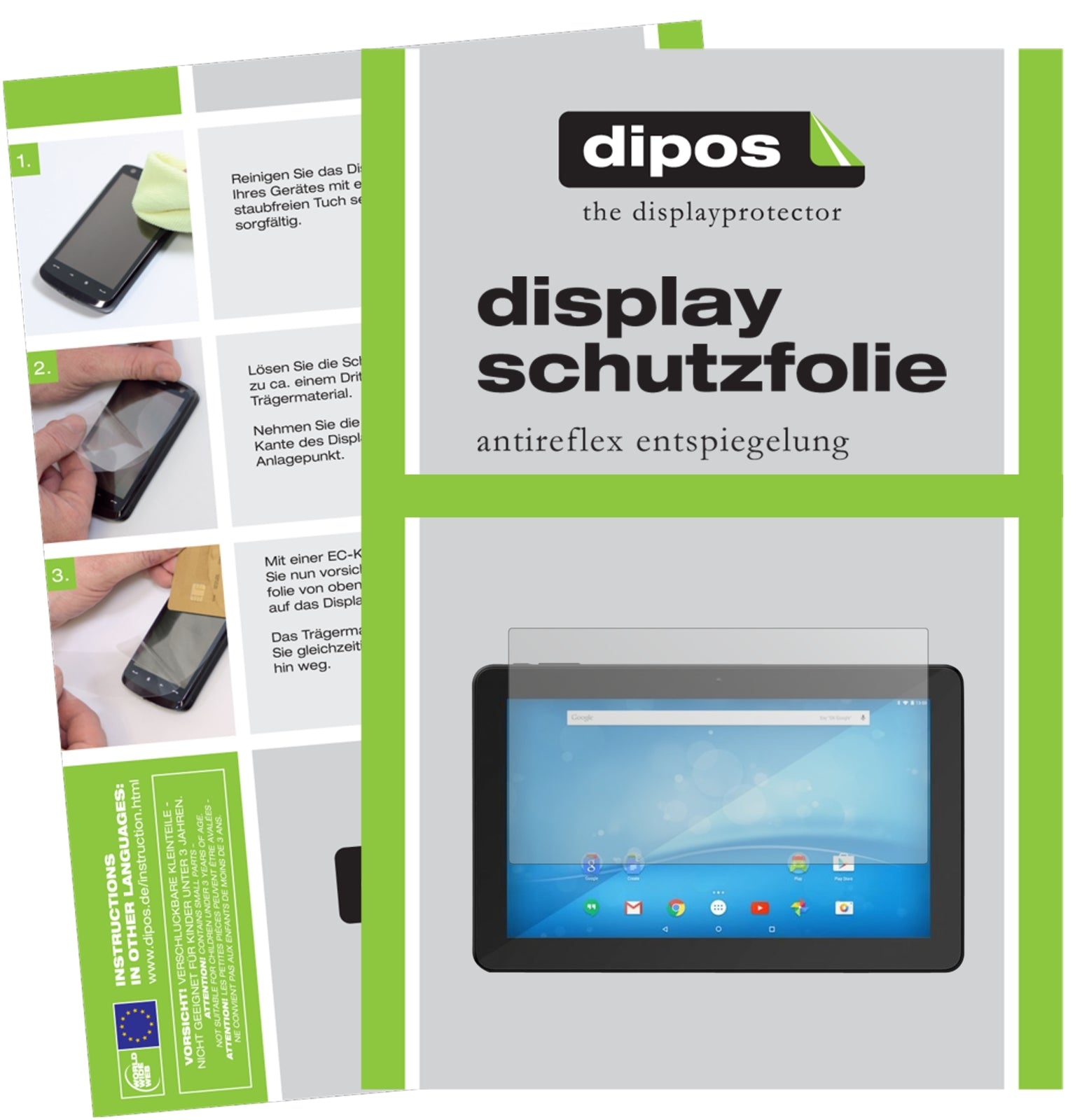 Matte Displayschutzfolie von dipos passend für Format 13.3 Zoll Wide 287 x 179 mm, präziser Zuschnitt und blasenfrei montiert