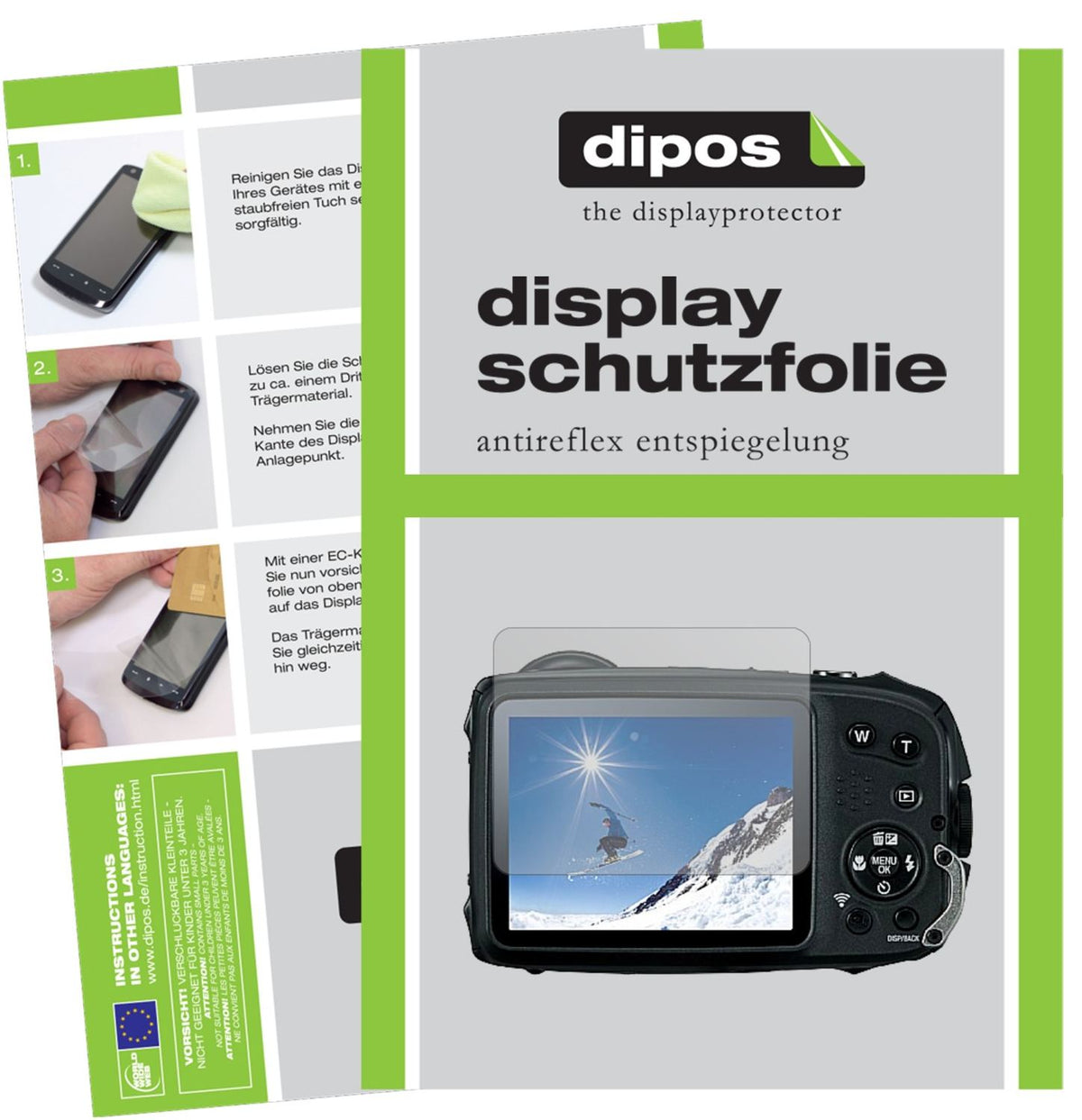 Matte Displayschutzfolie von dipos passend für Fujifilm FinePix XP120, präziser Zuschnitt und blasenfrei montiert
