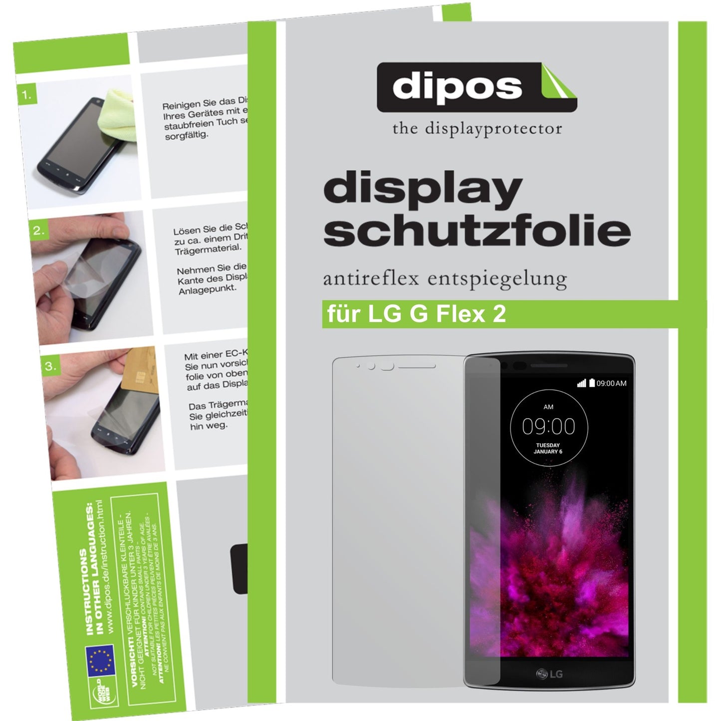 Matte Displayschutzfolie von dipos passend für G Flex 2 LG, präziser Zuschnitt und blasenfrei montiert