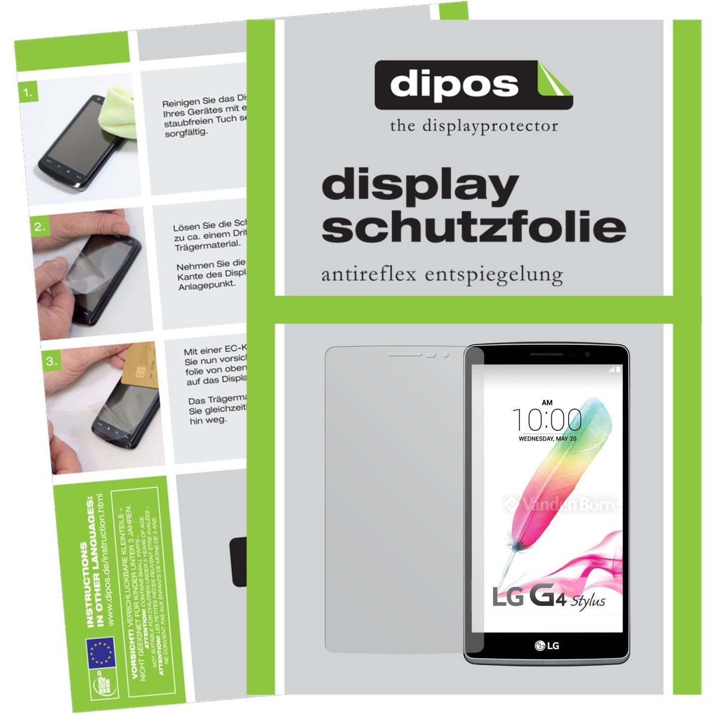 Matte Displayschutzfolie von dipos passend für G4 Stylus LG, präziser Zuschnitt und blasenfrei montiert