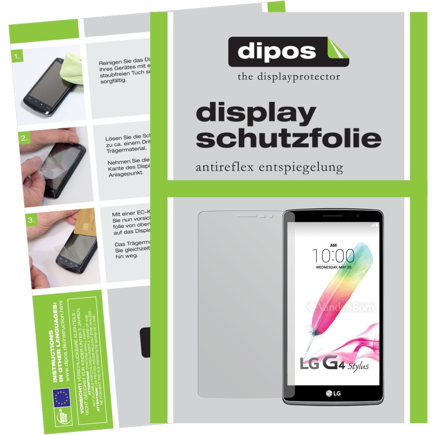 Matte Displayschutzfolie von dipos passend für G4 Stylus LG, präziser Zuschnitt und blasenfrei montiert