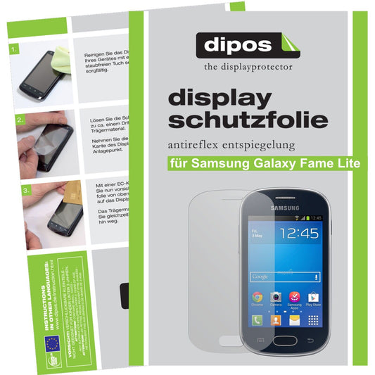 Matte Displayschutzfolie von dipos passend für Galaxy Fame Lite Samsung, präziser Zuschnitt und blasenfrei montiert