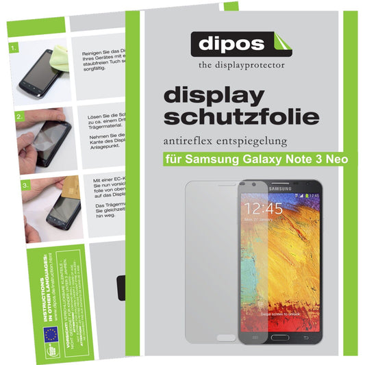 Matte Displayschutzfolie von dipos passend für Galaxy Note 3 Neo Samsung, präziser Zuschnitt und blasenfrei montiert