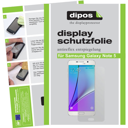 Matte Displayschutzfolie von dipos passend für Galaxy Note 5 Samsung, präziser Zuschnitt und blasenfrei montiert