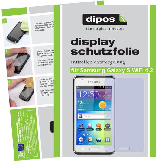 Matte Displayschutzfolie von dipos passend für Galaxy S WiFi 4.2 Samsung, präziser Zuschnitt und blasenfrei montiert