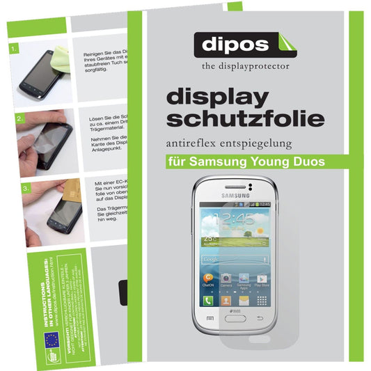 Matte Displayschutzfolie von dipos passend für Galaxy Young Duos S6312 Samsung, präziser Zuschnitt und blasenfrei montiert