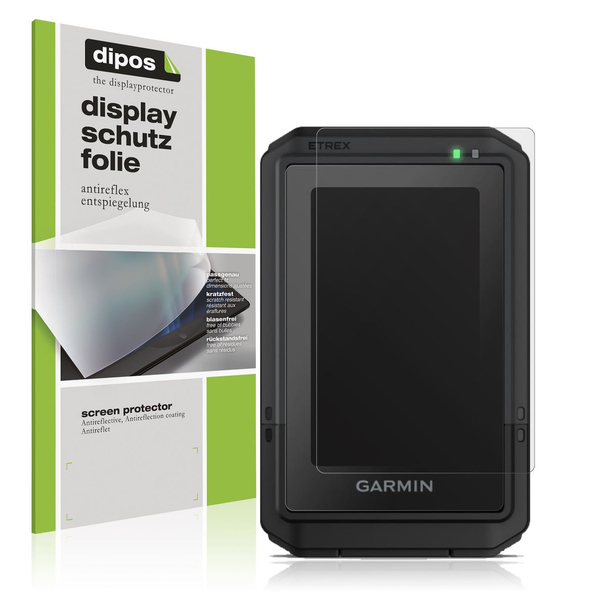 Matte Displayschutzfolie von dipos passend für Garmin eTrex Touch 2025, präziser Zuschnitt und blasenfrei montiert