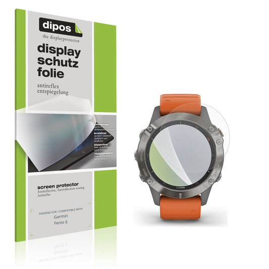 Matte Displayschutzfolie von dipos passend für Garmin Fenix 6, präziser Zuschnitt und blasenfrei montiert