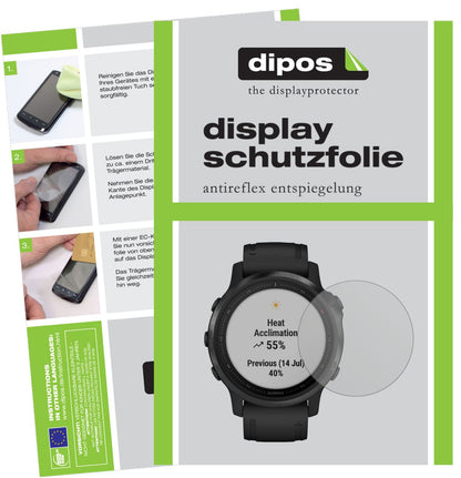 Matte Displayschutzfolie von dipos passend für Garmin fenix 6S Pro, präziser Zuschnitt und blasenfrei montiert