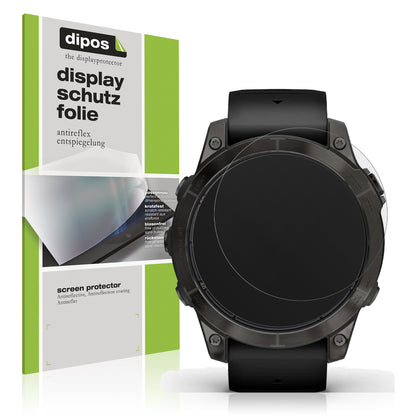 Matte Displayschutzfolie von dipos passend für Garmin Fenix 7 Pro 42mm, präziser Zuschnitt und blasenfrei montiert