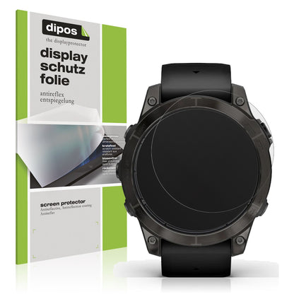 Matte Displayschutzfolie von dipos passend für Garmin Fenix 7 Pro 47mm, präziser Zuschnitt und blasenfrei montiert