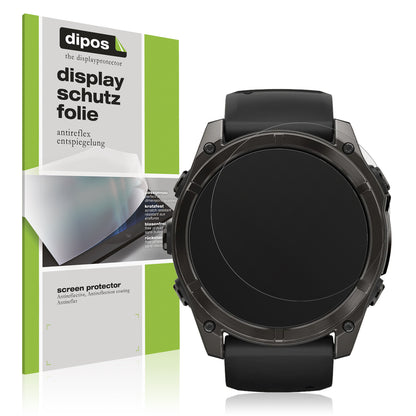 Matte Displayschutzfolie von dipos passend für Garmin Fenix 7x Pro 47mm, präziser Zuschnitt und blasenfrei montiert
