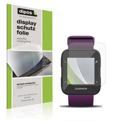 Matte Displayschutzfolie von dipos passend für Garmin Forerunner 30, präziser Zuschnitt und blasenfrei montiert