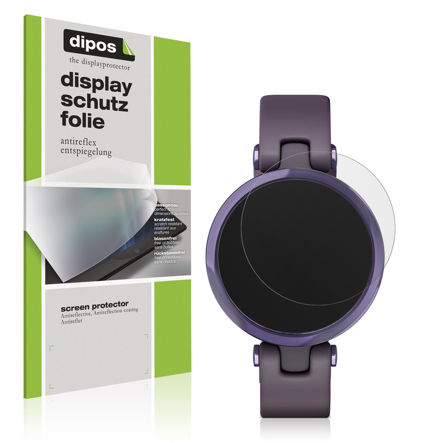 Matte Displayschutzfolie von dipos passend für Garmin Lily Sport Smartwatch, präziser Zuschnitt und blasenfrei montiert