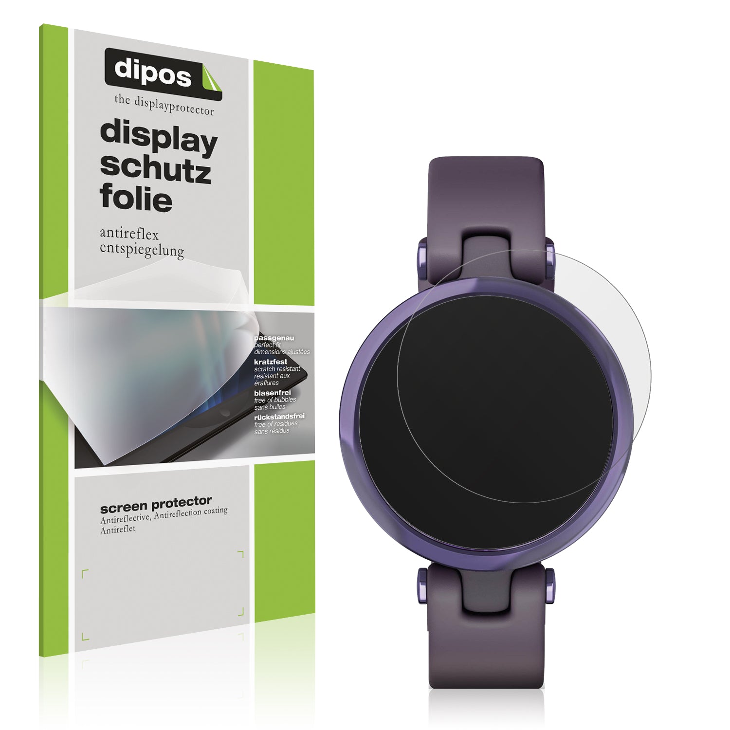 Matte Displayschutzfolie von dipos passend für Garmin Lily Sport Smartwatch, präziser Zuschnitt und blasenfrei montiert