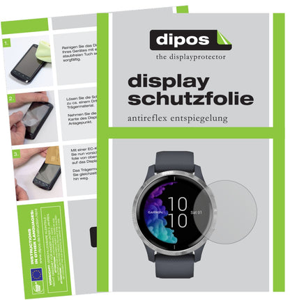 Matte Displayschutzfolie von dipos passend für Garmin Venu (43mm), präziser Zuschnitt und blasenfrei montiert