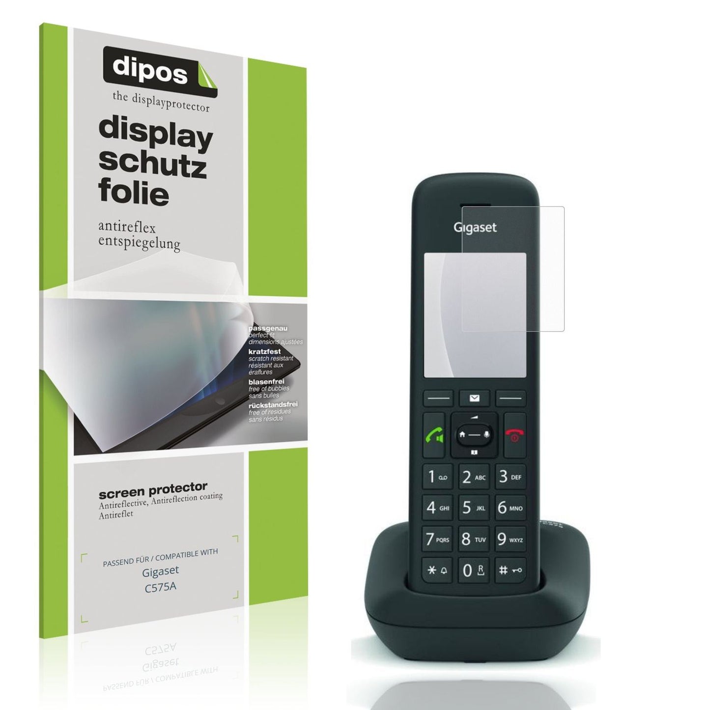 Matte Displayschutzfolie von dipos passend für Gigaset C575A, präziser Zuschnitt und blasenfrei montiert
