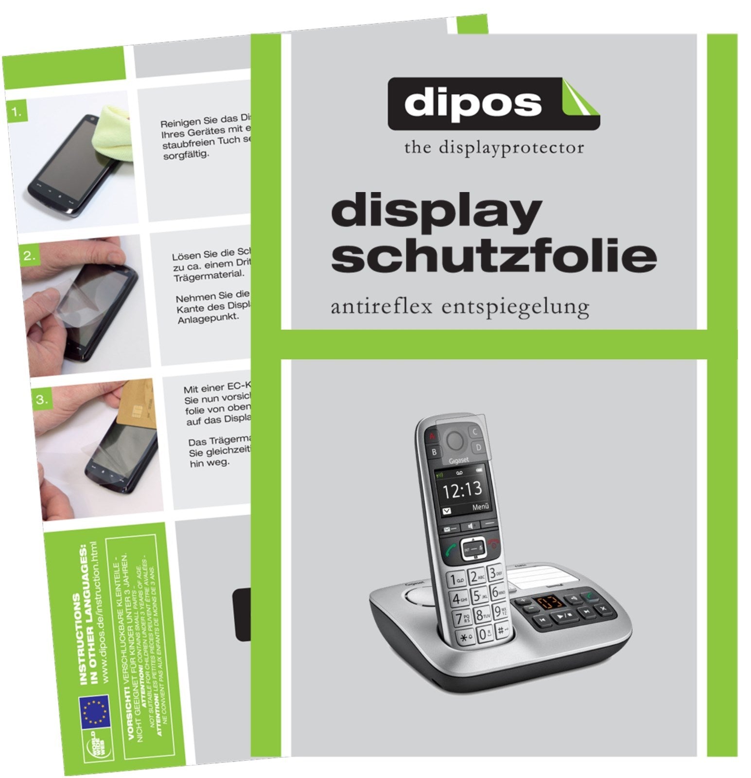 Matte Displayschutzfolie von dipos passend für Gigaset E560A Plus, präziser Zuschnitt und blasenfrei montiert