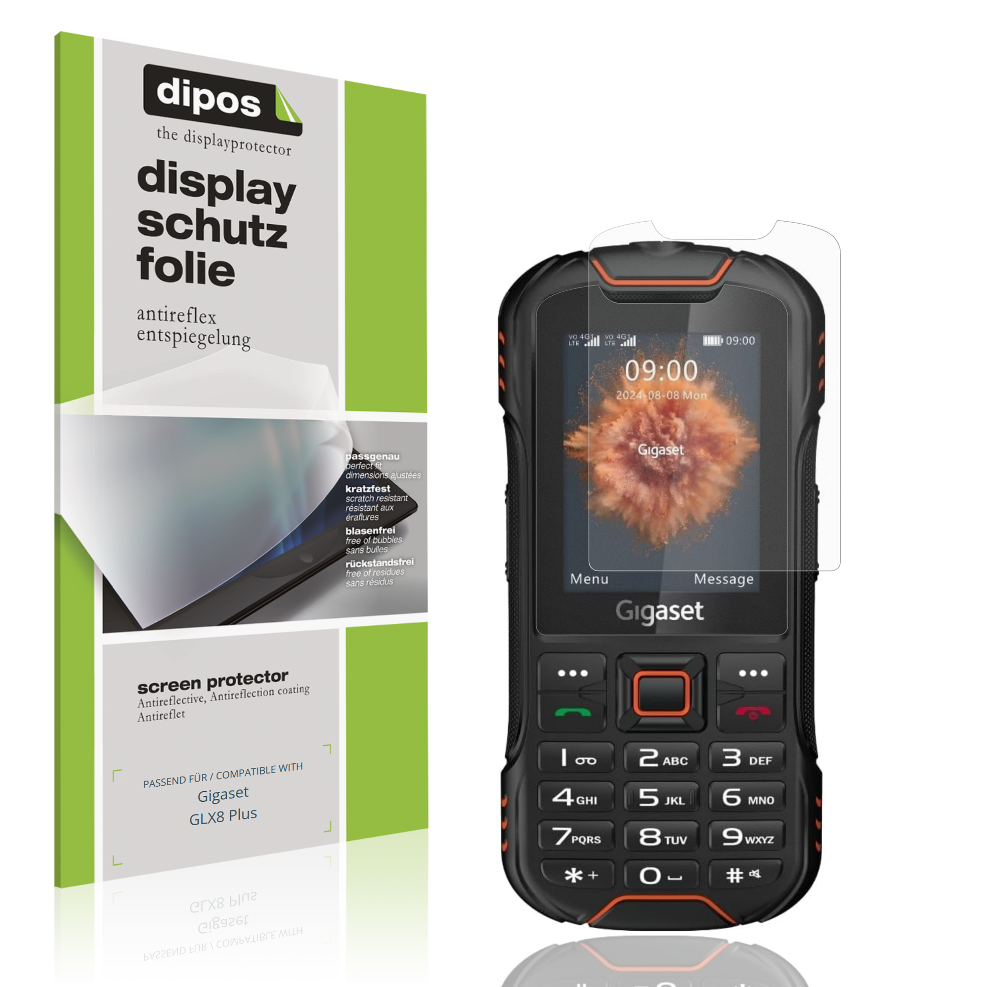 Matte Displayschutzfolie von dipos passend für Gigaset GLX8 Plus, präziser Zuschnitt und blasenfrei montiert