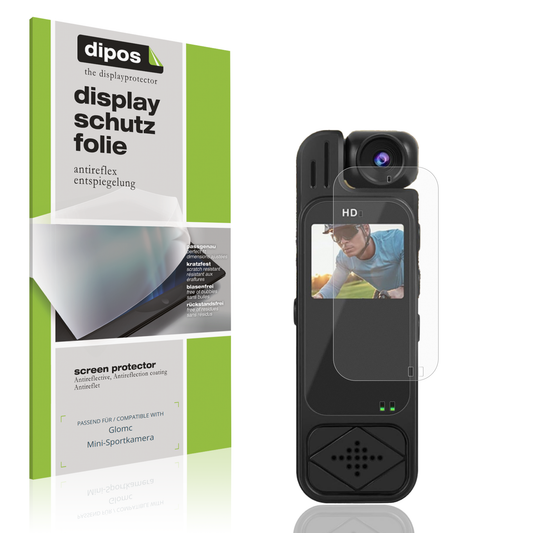 Matte Displayschutzfolie von dipos passend für Glomc Mini-Sportkamera, präziser Zuschnitt und blasenfrei montiert
