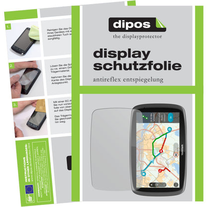 Matte Displayschutzfolie von dipos passend für Go 6100 / 610 TomTom, präziser Zuschnitt und blasenfrei montiert
