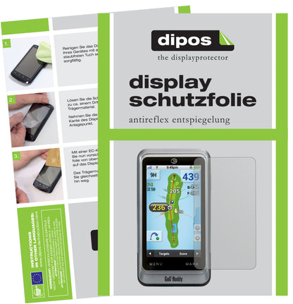 Matte Displayschutzfolie von dipos passend für Golfbuddy Platinum PT4, präziser Zuschnitt und blasenfrei montiert