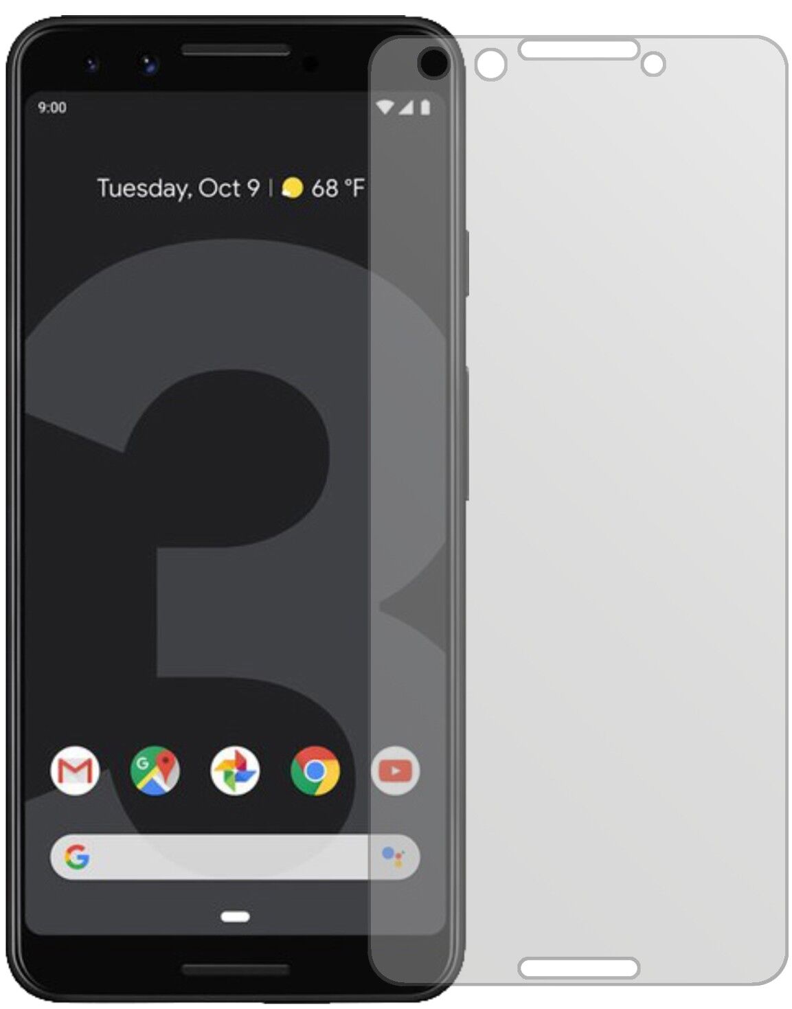 Matte Displayschutzfolie von dipos passend für Google Pixel 3, präziser Zuschnitt und blasenfrei montiert