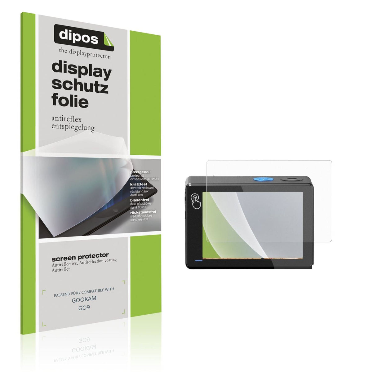 Matte Displayschutzfolie von dipos passend für GOOKAM GO9, präziser Zuschnitt und blasenfrei montiert