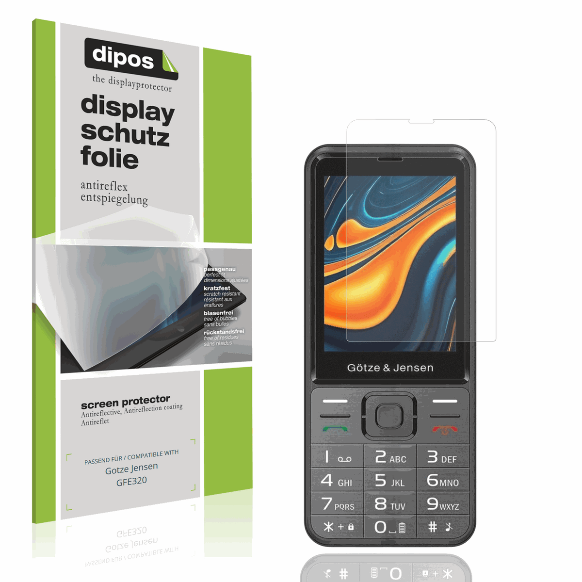 Matte Displayschutzfolie von dipos passend f�r Gotze Jensen GFE320, pr�ziser Zuschnitt und blasenfrei montiert