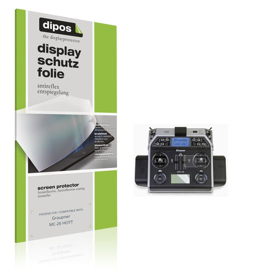 Matte Displayschutzfolie von dipos passend für Graupner MC-26 HOTT, präziser Zuschnitt und blasenfrei montiert