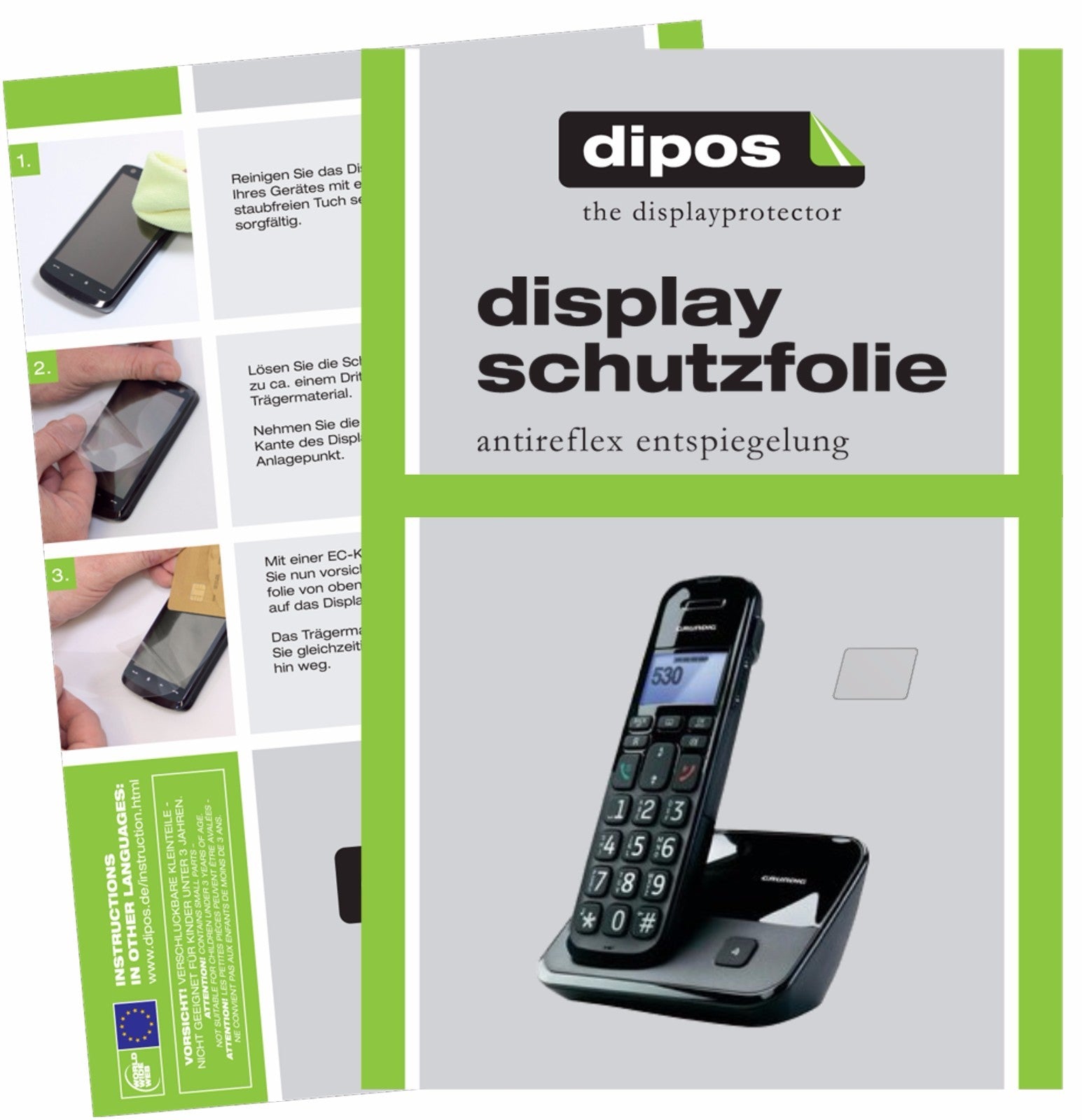 Matte Displayschutzfolie von dipos passend für Grundig D530 / D530P, präziser Zuschnitt und blasenfrei montiert