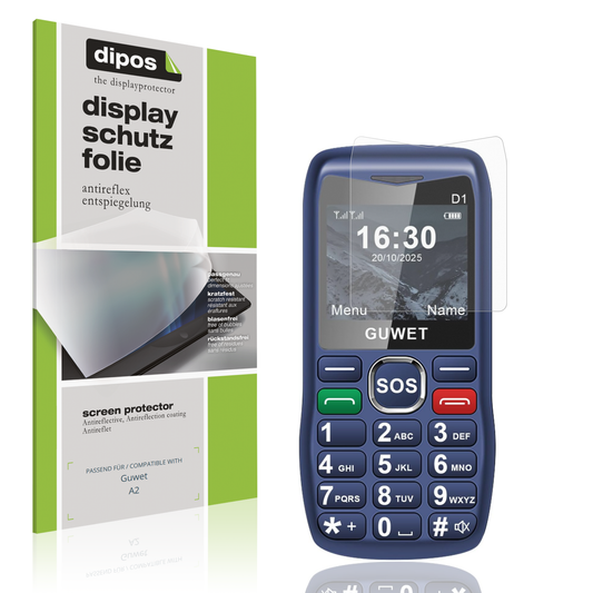 Matte Displayschutzfolie von dipos passend für Guwet A2, präziser Zuschnitt und blasenfrei montiert