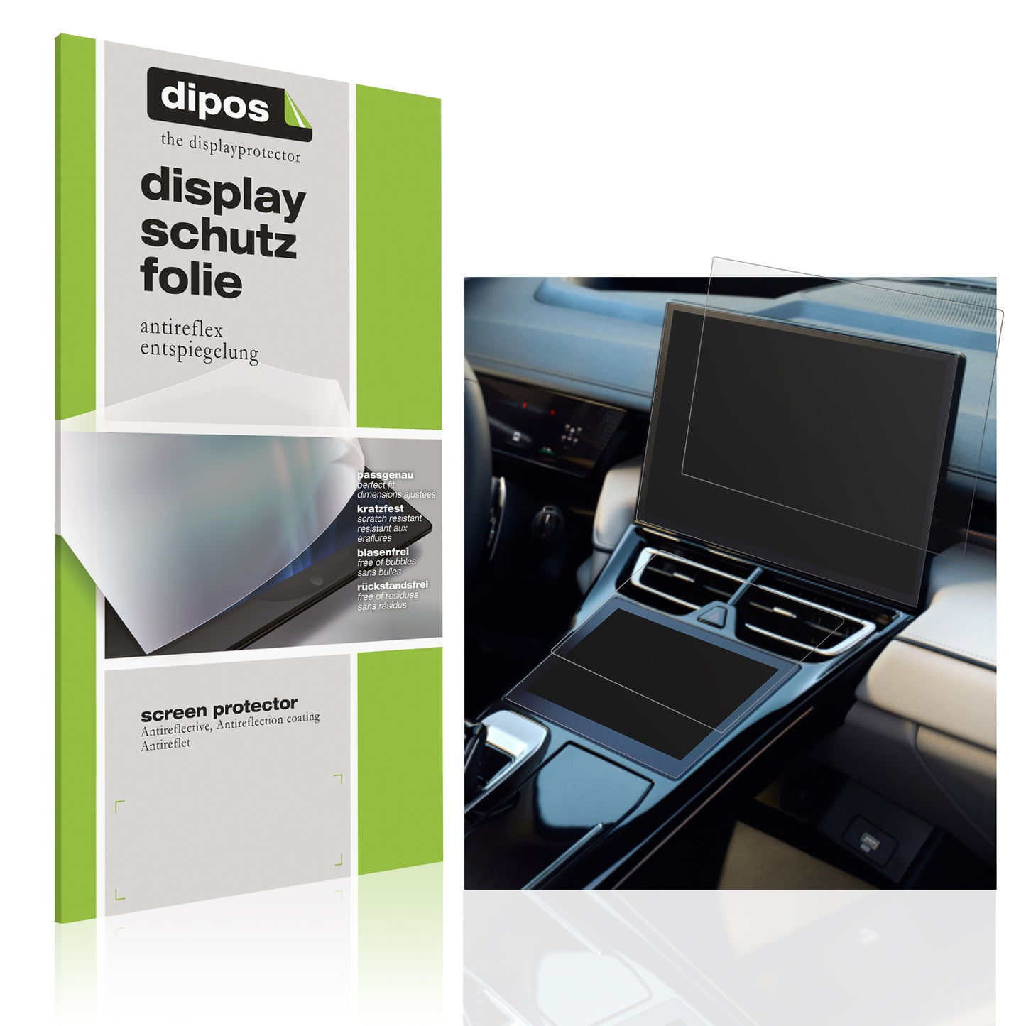 Matte Displayschutzfolie von dipos passend für GWM Wey 05 Dual Touchscreen, präziser Zuschnitt und blasenfrei montiert