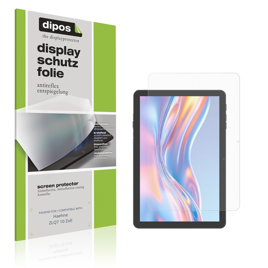 Matte Displayschutzfolie von dipos passend für Haehne ZLQ7 10 Zoll, präziser Zuschnitt und blasenfrei montiert
