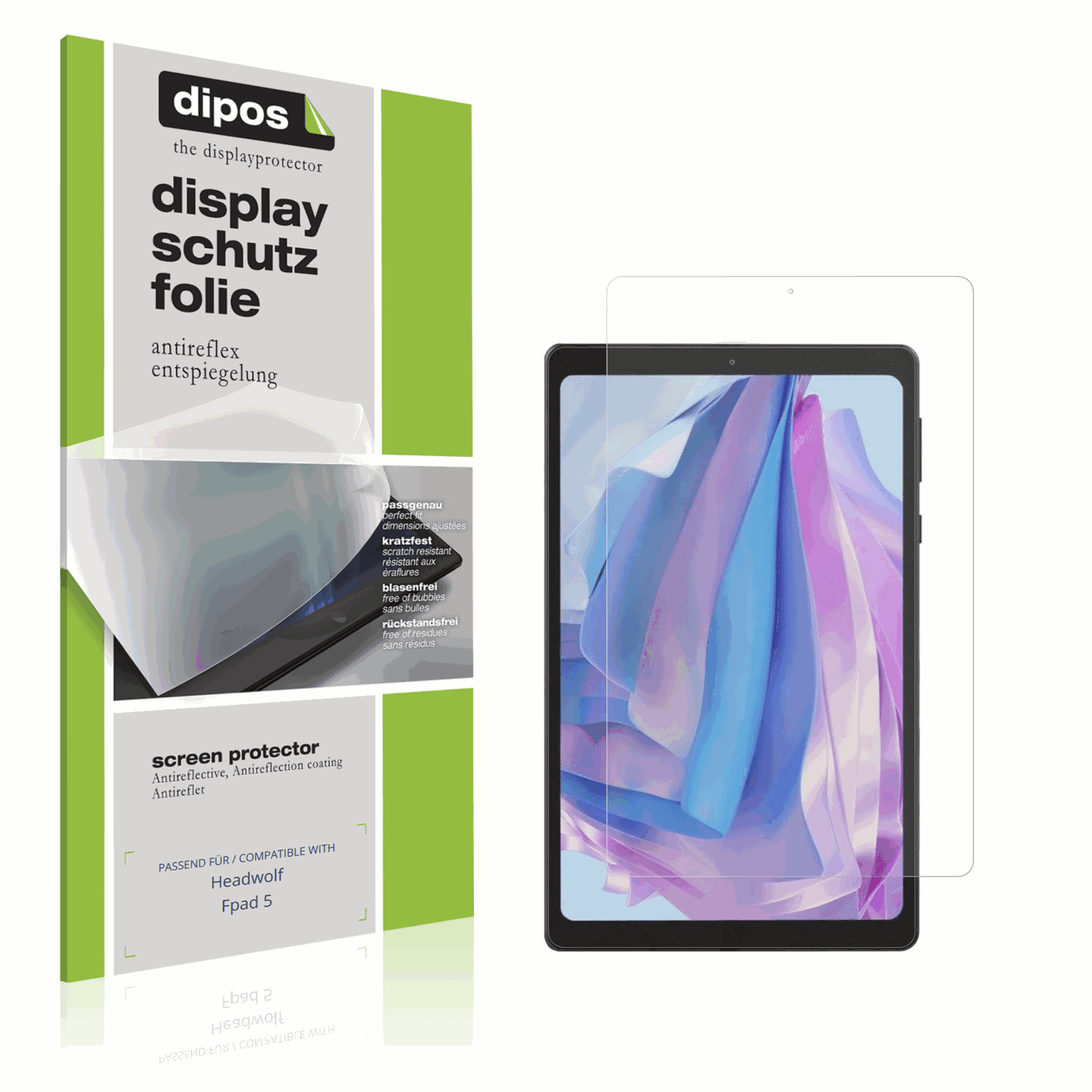 Matte Displayschutzfolie von dipos passend für Headwolf Fpad 5, präziser Zuschnitt und blasenfrei montiert