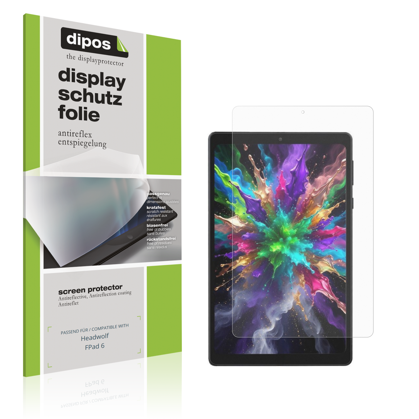 Matte Displayschutzfolie von dipos passend für Headwolf FPad 6, präziser Zuschnitt und blasenfrei montiert