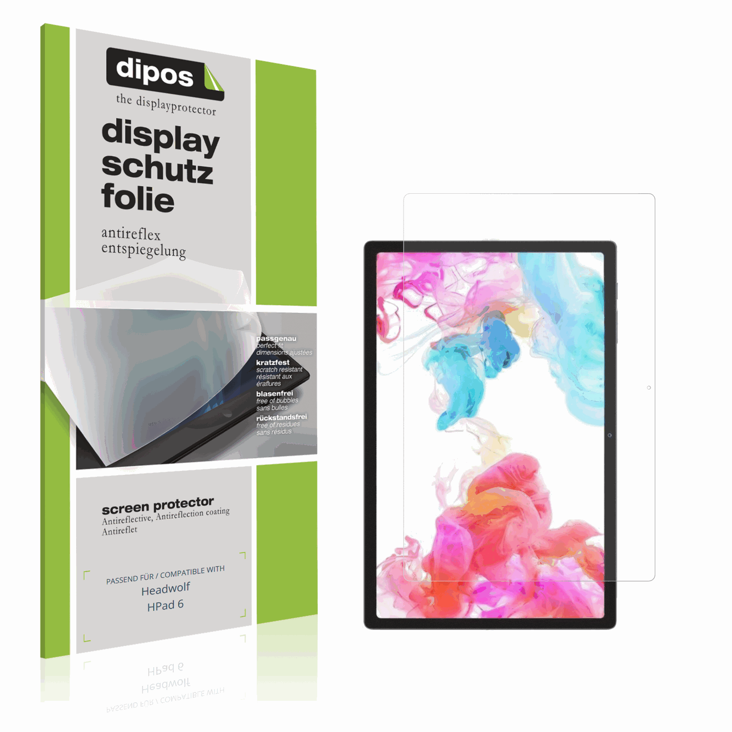 Matte Displayschutzfolie von dipos passend für Headwolf HPad 6, präziser Zuschnitt und blasenfrei montiert
