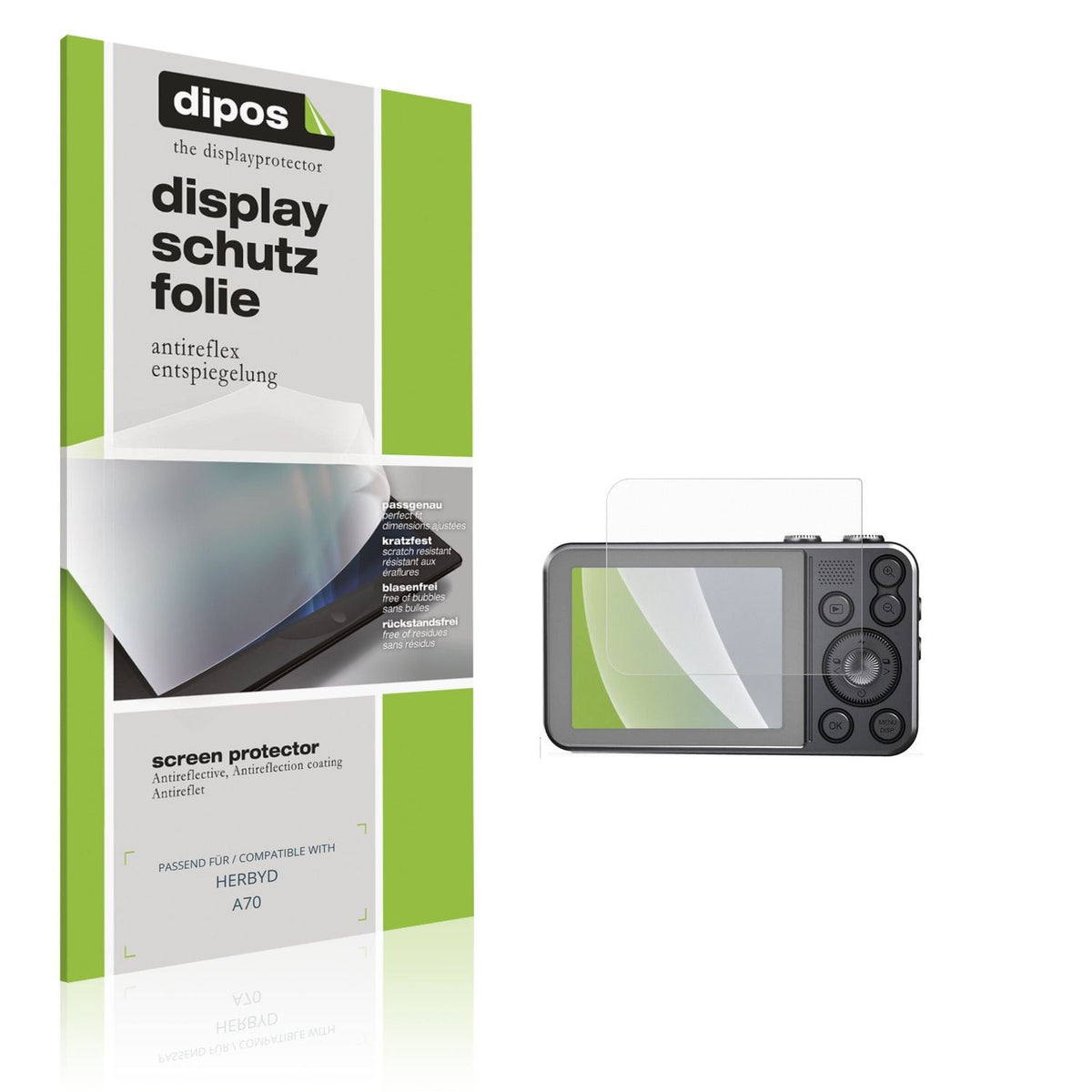 Matte Displayschutzfolie von dipos passend für HERBYD A70, präziser Zuschnitt und blasenfrei montiert