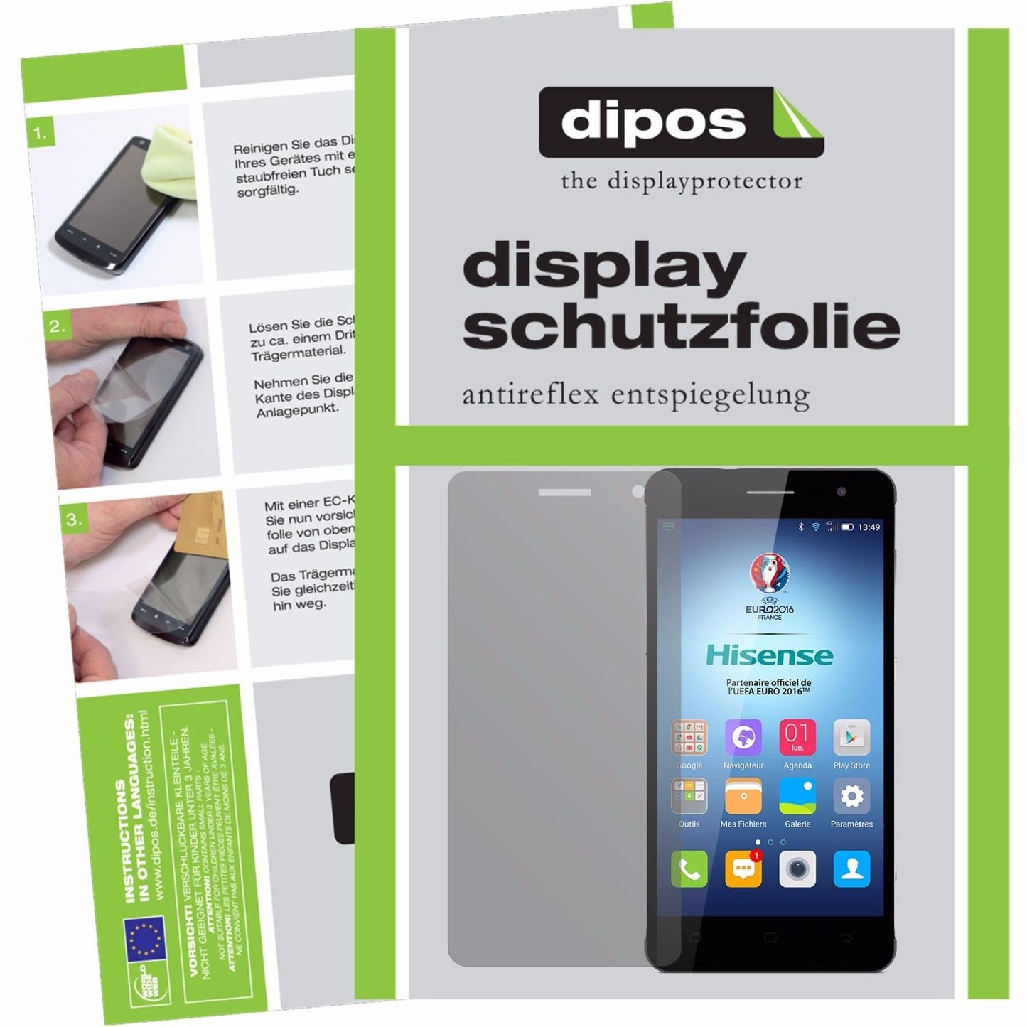 Matte Displayschutzfolie von dipos passend für Hisense C20, präziser Zuschnitt und blasenfrei montiert