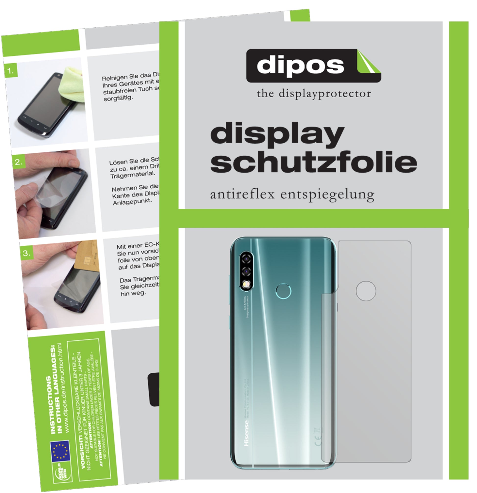 Matte Displayschutzfolie von dipos passend für Hisense Infinity H30 Rückseite, präziser Zuschnitt und blasenfrei montiert
