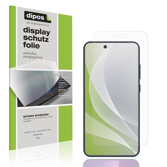 Matte Displayschutzfolie von dipos passend für Hisense T55, präziser Zuschnitt und blasenfrei montiert