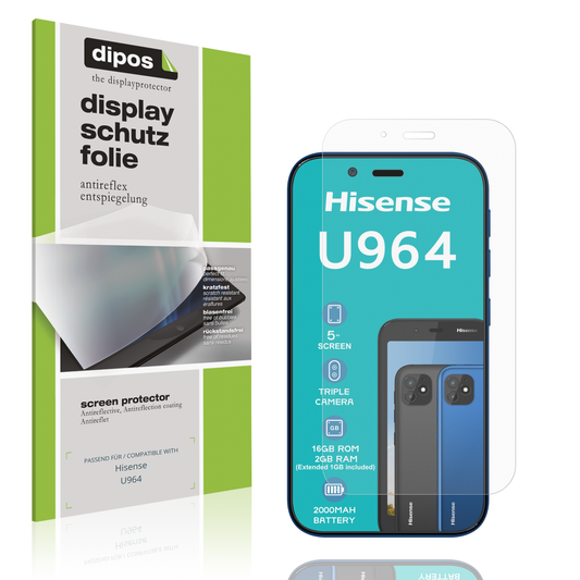 Matte Displayschutzfolie von dipos passend für Hisense U964, präziser Zuschnitt und blasenfrei montiert