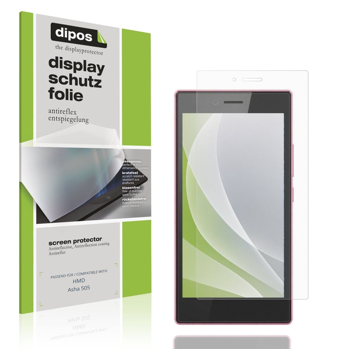 Matte Displayschutzfolie von dipos passend für HMD Asha 505, präziser Zuschnitt und blasenfrei montiert