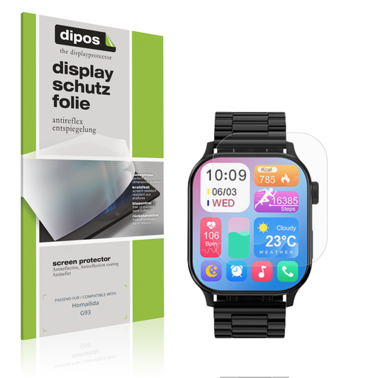 Matte Displayschutzfolie von dipos passend für Homailida G93, präziser Zuschnitt und blasenfrei montiert