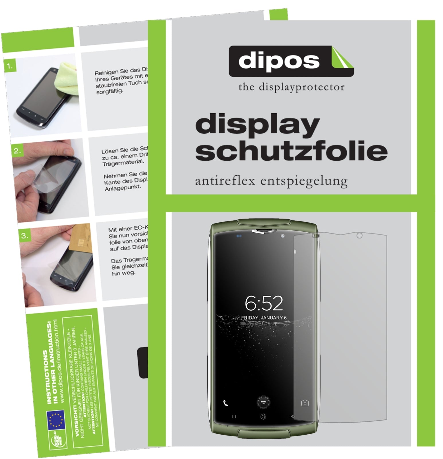 Matte Displayschutzfolie von dipos passend für Homtom Zoji Z7, präziser Zuschnitt und blasenfrei montiert