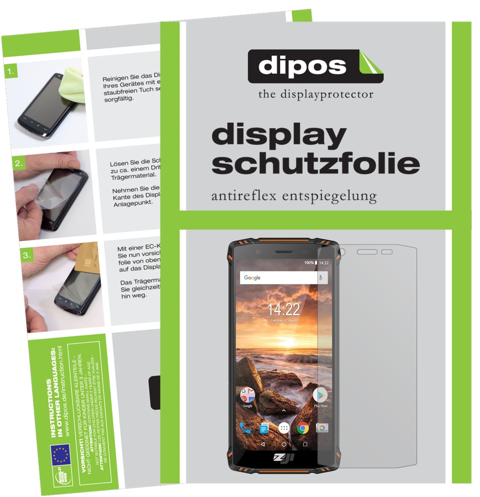 Matte Displayschutzfolie von dipos passend für HomTom ZOJI Z9, präziser Zuschnitt und blasenfrei montiert